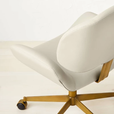 Mahonia Faux Leather Office Chair Cream/Aged Brass - Opalhouse™ Designed With Jungalow™ 4 Mahonia Faux Leather Office Chair Cream/Aged Brass - Opalhouse™ Designed With Jungalow™ - Image 4
