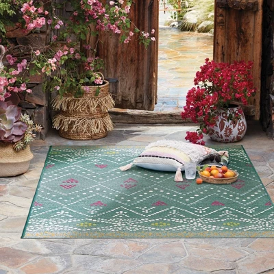 5' X 7' Outdoor Rug Global Aqua - Opalhouse™ 3 5' X 7' Outdoor Rug Global Aqua - Opalhouse™ - Image 3
