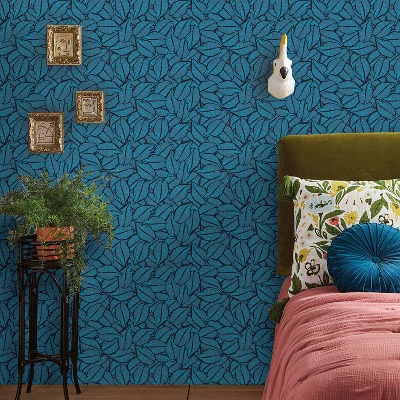 Layered Leaves Peel & Stick Wallpaper Blue - Opalhouse™: Removable, Self-Adhesive, Bohemian Botanical Decor 3 Layered Leaves Peel & Stick Wallpaper Blue - Opalhouse™: Removable, Self-Adhesive, Bohemian Botanical Decor - Image 3