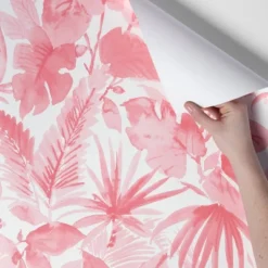 Tropical Leaves Peel & Stick Wallpaper Pink - Opalhouse™: Removable Vinyl, Botanical Leaf Pattern, Self-Adhesive, 27.5 Sq Ft Coverage -Opalhouse GUEST fbbbe7d5 bb9f 474c 99c7 19c91df8bec7